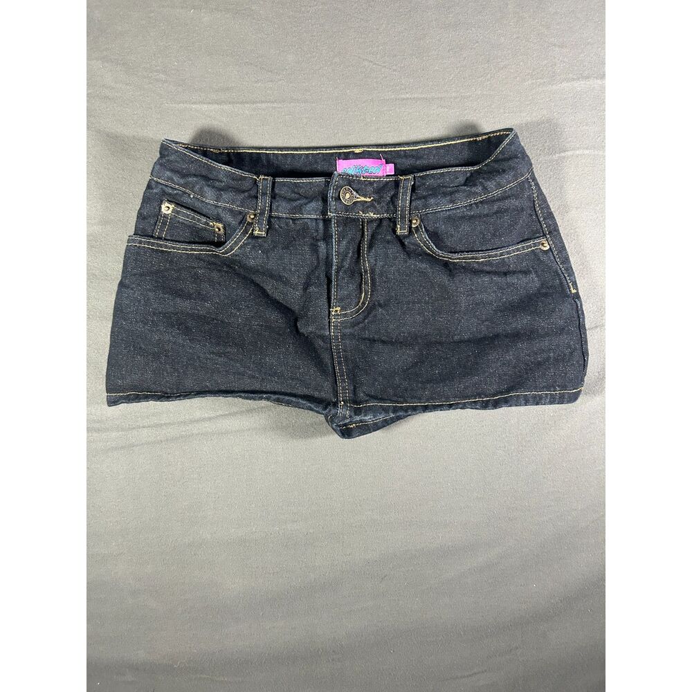 Y2K Edikted Dark Wash Denim Micro Mini Skort Low Rise Festival Streetwear
